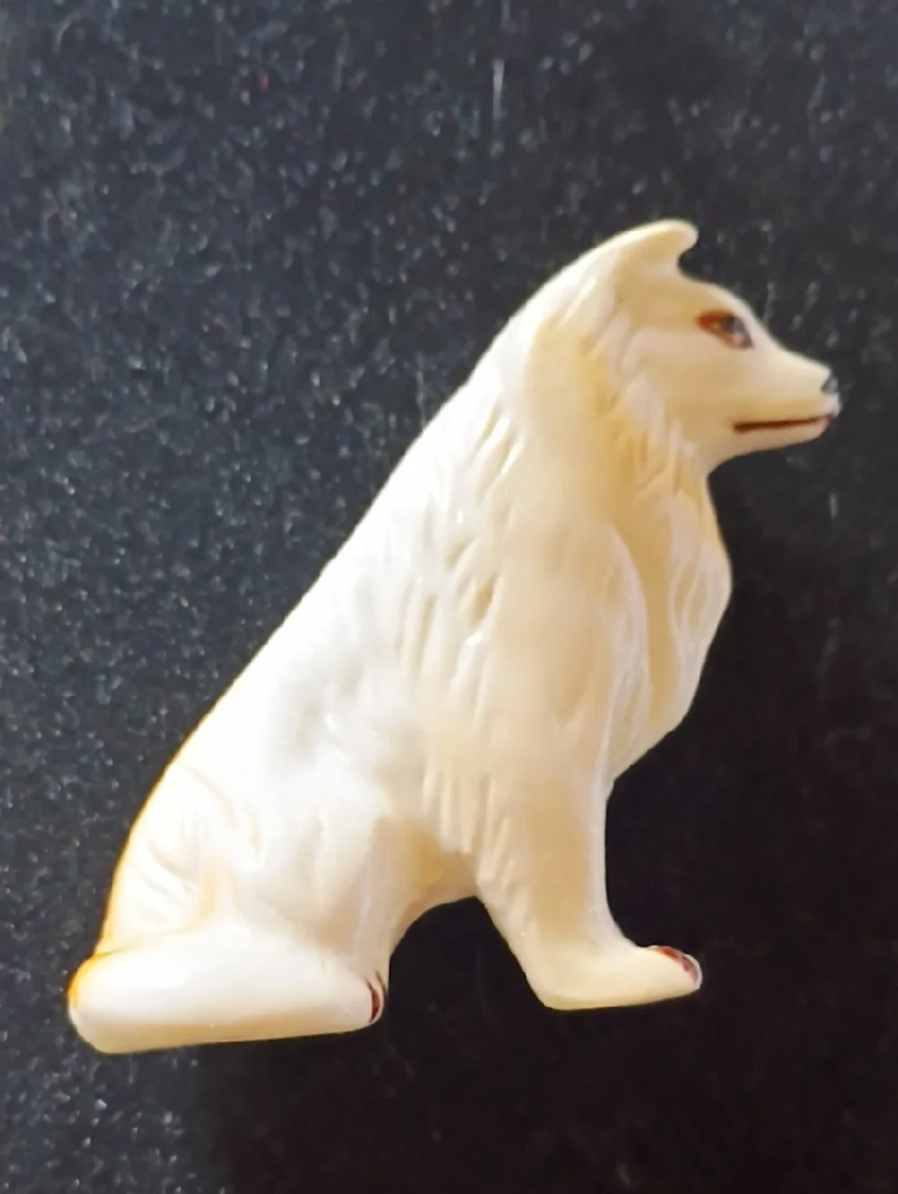 White Ceramic Wolf/Dog  Figurine with Tan Accents